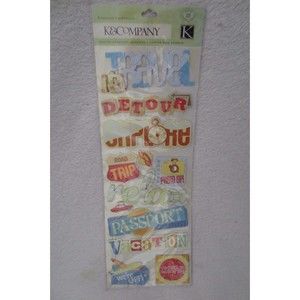 K & Company Travel Adhesive Chipboard Scrapbook New